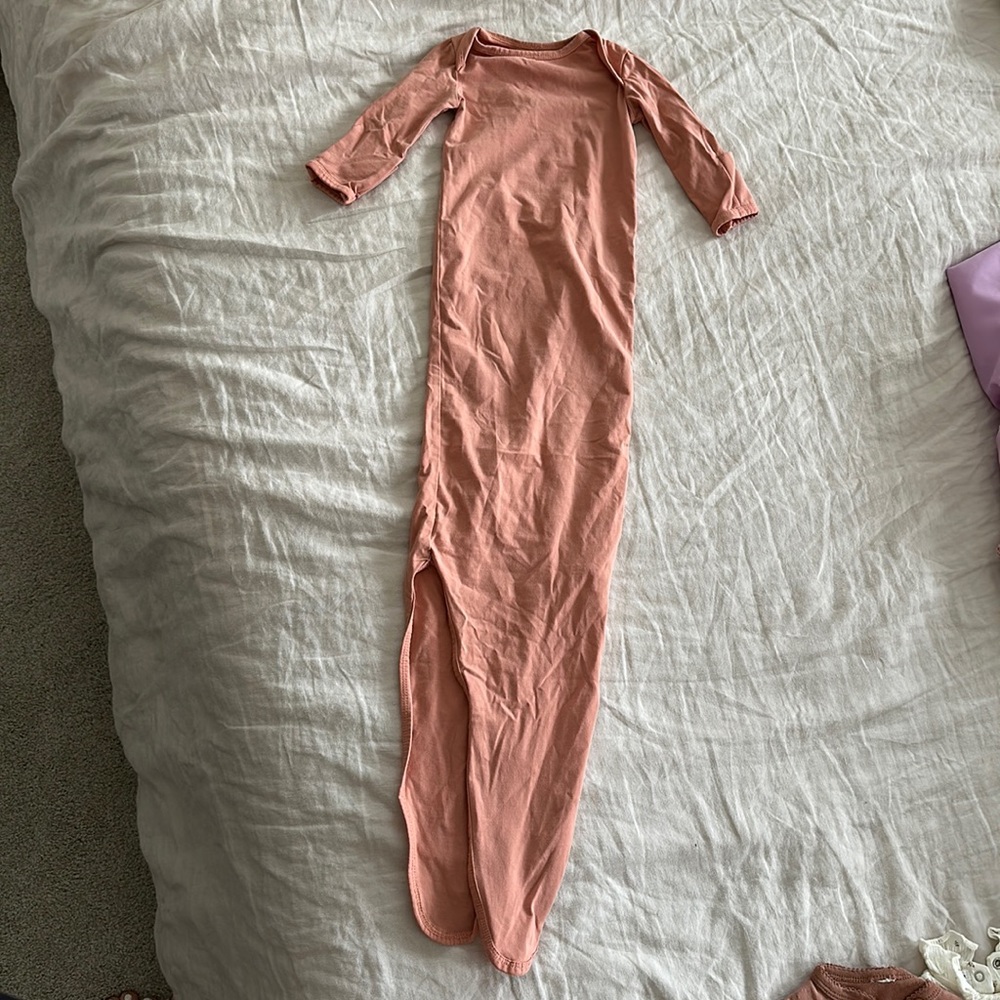 Harlowe & Co salmon colored baby sleep gown. Size 0-3mo.